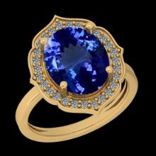 5.62 Ctw VS/SI1 Tanzanite And Diamond 10K Yellow Gold Vintage Style Ring