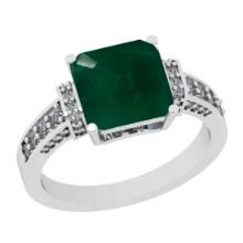 2.55 Ctw VS/SI1 Emerald And Diamond 18K White Gold Engagement Ring