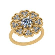 Certified 1.10 Ctw I2/I3 Diamond 10K Yellow Gold Flower Engagement Halo Ring