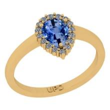 0.91 Ctw I2/I3 sapphire And Diamond 14K Yellow Gold Engagement Ring
