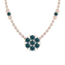 1.08 Ctw i2/i3 Treated Fancy Blue Diamond 14K Rose Gold Necklace