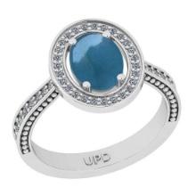 2.60 Ctw I2/I3 Aquamarine And Diamond 14K White Gold Engagement Ring