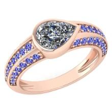 Certified 1.72 Ctw I2/I3 Tanzanite And Diamond 14K Rose Gold Vintage Style Anniversary Ring