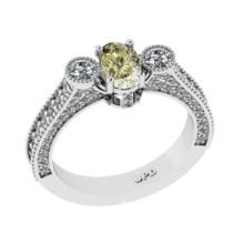 1.50 ctw GIA Certified Fancy Brown Greenish Yellow and white Diamond 14K White Gold Engagement Ring