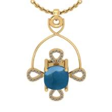 3.40 Ctw SI2/I1 Aquamarine And Diamond 14K Yellow Gold Vintage Style Pendant Necklace