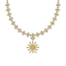 4.05 Ctw i2/i3 Treated Fancy Yellow Diamond 14K White Gold Necklace