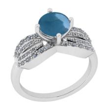 2.60 Ctw SI2/I1 Aquamarine And Diamond 14K White Gold Wedding Ring