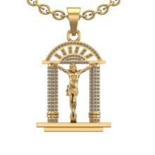 1.40 Ctw SI2/I1 Diamond 14K Yellow Gold Jesus Heaven's Gate Pendant Necklace