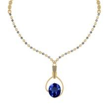 Certified 5.98 Ctw VS/SI1 Tanzanite And Diamond 14k Yellow Gold Necklace Necklace
