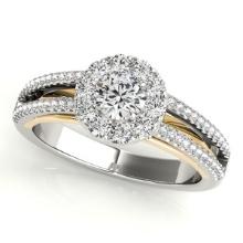 CERTIFIED TWO TONE GOLD 1.14 CTW J-K/VS-SI1 DIAMOND HALO ENGAGEMENT RING