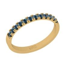 0.85 Ctw i2/i3 Treated Fancy Blue Diamond Style Prong Set 14K Yellow Gold Eternity Half Band Ring