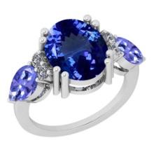 Certified 7.11 Ctw VS/SI1 Tanzanite and Diamond 14K White Gold Vintage Style Ring