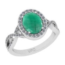 2.91 Ctw SI2/I1 Emerald And Diamond 14K White Gold Engagement Ring