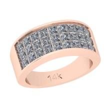 2.16 Ctw SI2/I1 Diamond 14K Rose Gold Groom Band Ring