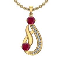 1.23 Ctw VS/SI1 Ruby And Diamond 14K Yellow Gold Vintage Style Necklace