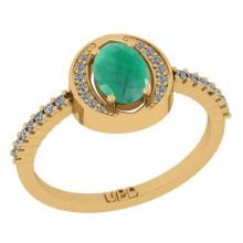 0.95 Ctw SI2/I1 Emerald And Diamond 14K Yellow Gold Ring