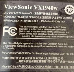 ViewSonic X Series VX1940W LCD Monitor