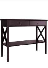 ChooChoo Console Table with Drawers, Narrow Wood Accent Sofa Table Entryway Table with Storage Shelf