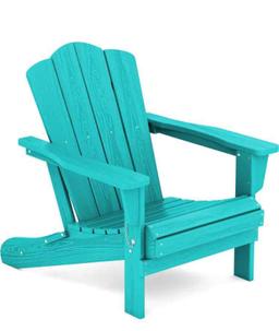 KINGYES Folding Adirondack Chair, HDPE All-Weather Folding Adirondack Chair,