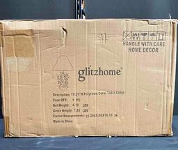 Glitzhome 19.29"H Modern Polyresin Coral Table Lamp with Burlap Shade