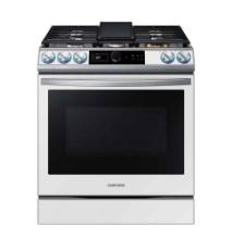 Samsung - BESPOKE 6.0 cu. ft. Smart Slide-in Gas Range with Smart Dial, Air Fry & Wi-Fi - White
