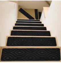 Non-Slip Carpet Stair Treads,15pcs 8" X 30" Black Stair Treads for Wooden Steps Indoor