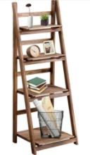 Babion 4 Tier Ladder Shelf, Industrial Leaning Bookshelves Ladder Bookcase Wooden Shelf with Stable