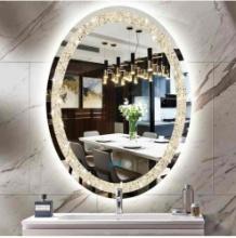 24 x 32 inch Bathroom Crystal Oval Vanity Mirror with Lights 3 Color Crystal Oval Lighted Mirror for