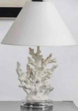 Glitzhome 19.29"H Modern Polyresin Coral Table Lamp with Burlap Shade