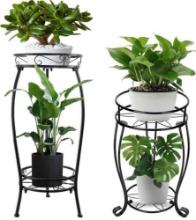 Hismocal 2 Pack Metal Plant Stand Indoor Holders-Outdoor Plants Flower Potted Stands Rack for