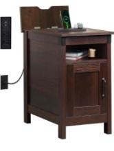 WLIVE End Table with Charging Station, Side Table with USB Ports and Outlets, Narrow Side Table for