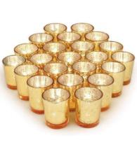 Volens Gold Party Decorations 72pcs, Mercury Glass Gold Votive Candle Holders Set for Wedding,