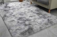 4x6 Large Area Rugs for Living Room, Super Soft Fluffy Modern Bedroom Rug, Tie-Dyed Light Grey