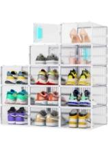 JONYJ 4 Pack Shoe Organizer, Clear Plastic Stackable Shoe Storage, Multifunctional Shoe Box,
