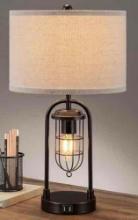 Farmhouse Table Lamps with USB Ports and Night Light Modern Nightstand