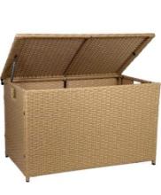 Wicker Storage Trunk, 42.3 Gallon (160L) Large Wicker Basket with Lid, Wicker Trunk with Safety