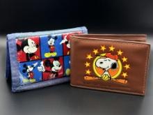 Vintage Kids Mickey Mouse and Peanuts Wallets