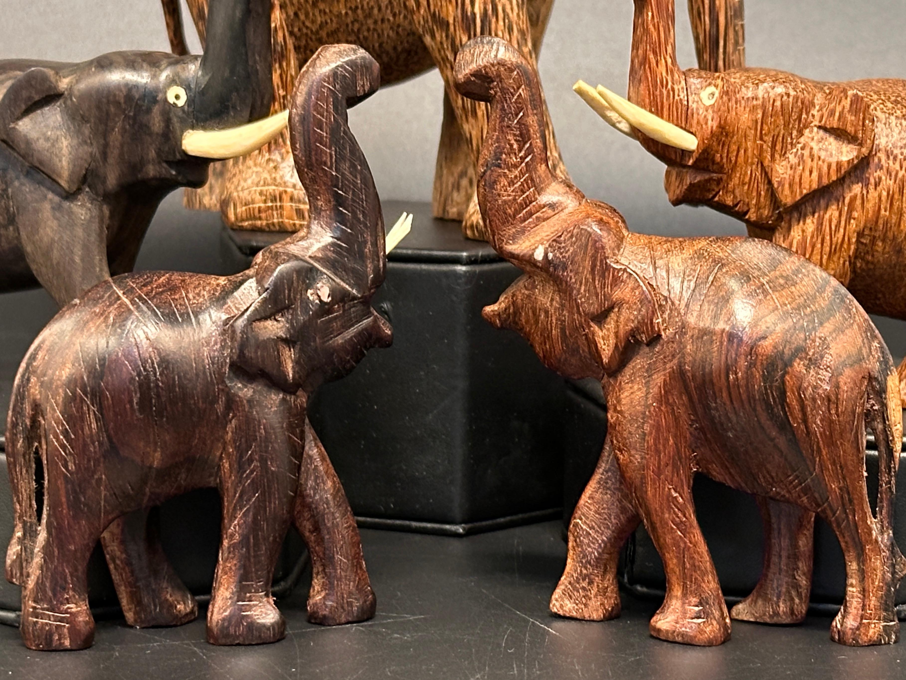 Collection of Wooden Elephant Figurines