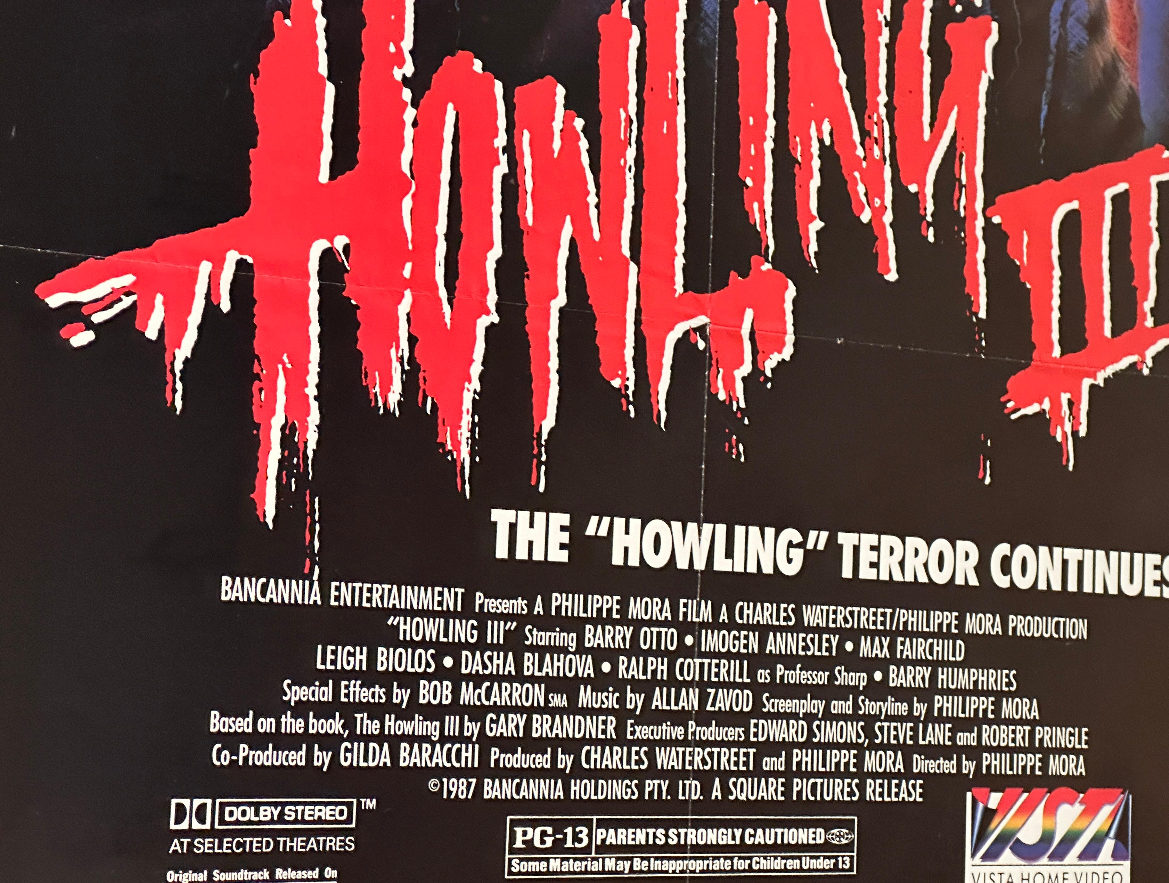 1987 Howling III Movie Poster
