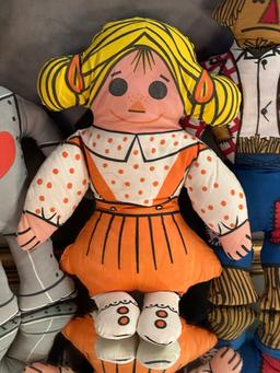 Vintage Wizard of Oz and Dutch Girl Plush Stuffed Cloth Dolls