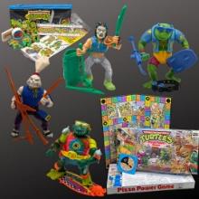 Misc. Vintage TMNT Teenage Mutant Ninja Turtles Game, School Supplies and Action Figures