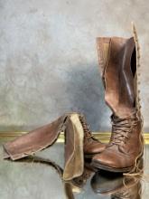 Vintage Lace-up Leather Boots