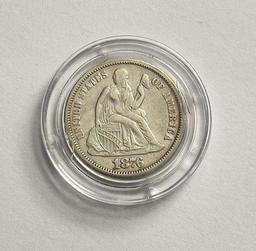 1876 Seated Liberty Silver Dime XF