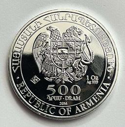 2023 Armenia Noah's Ark 500 Drams 1 ozt .999 Fine Silver