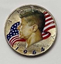 1964 Colorized Kennedy Silver Half Dollar
