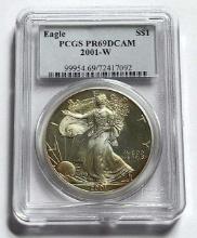 2001-W American Silver Eagle PCGS PR69DCAM