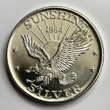 1984 Sunshine Mining American Eagle 1 ozt .999 Fine Silver Round