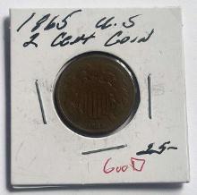 1865 2 Cent Piece Good