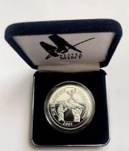2001 Alaska Mint Fur Rendezvous 1 ozt Proof Silver Medallion - No COA