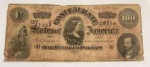 1864 U.S. Confederate States of America $100 Note
